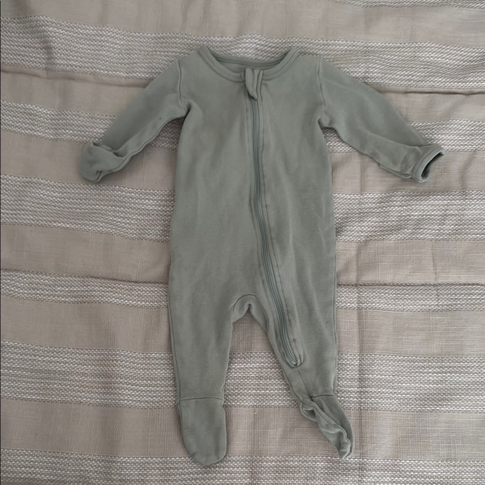 Sage Green One Piece Footie with Zipper Closure